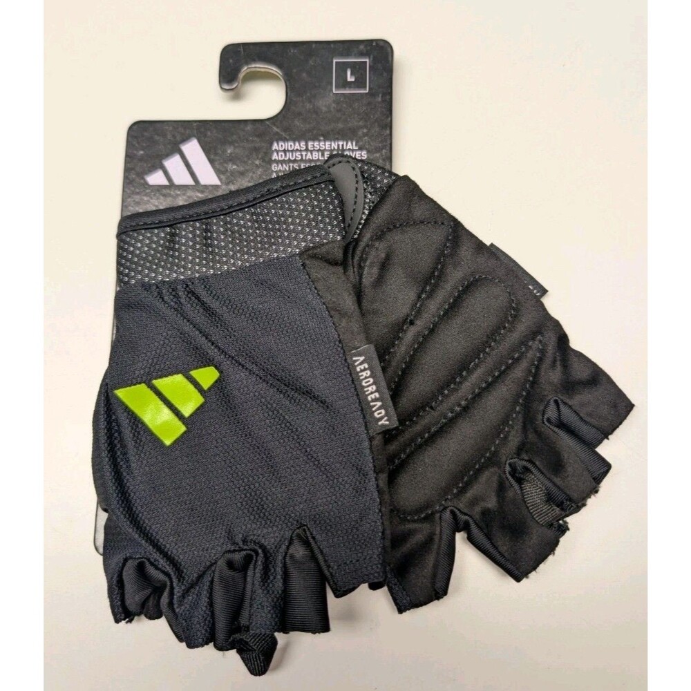New Adidas Adjustable Gym Gloves For Women Padded Suede Grip Workout Gloves Sz L